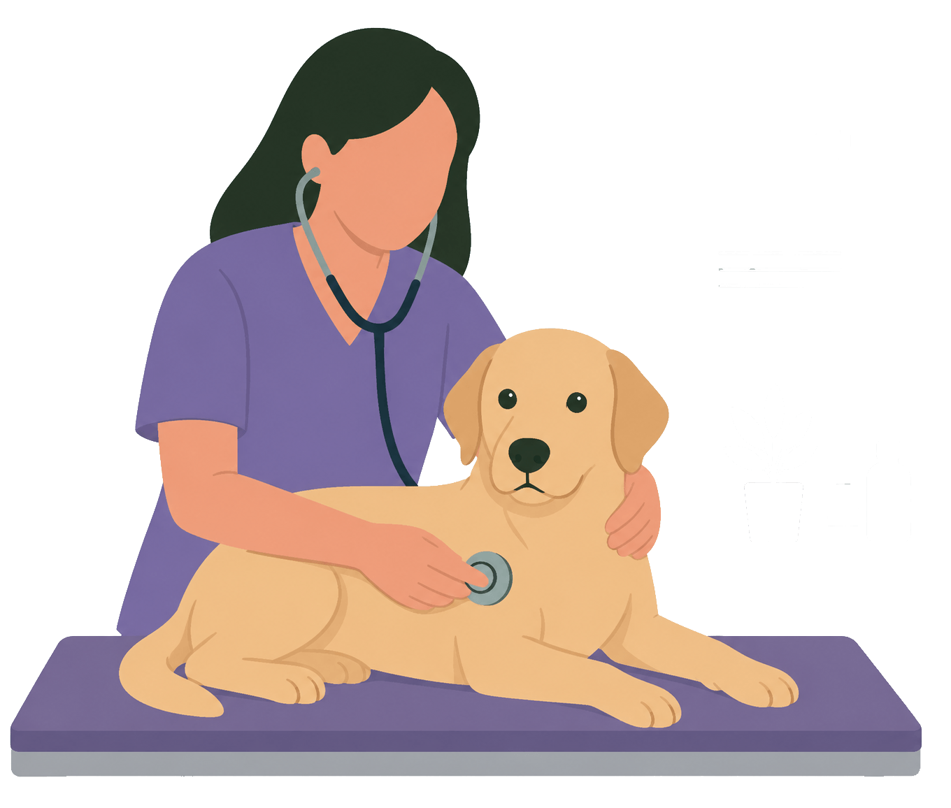 Veterinaria cuidando a un perro