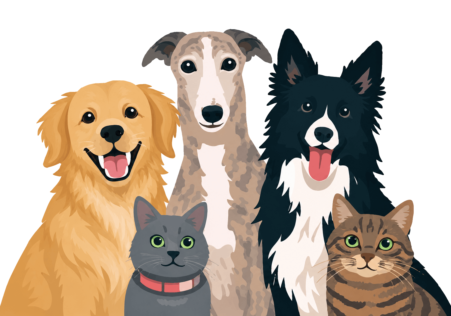 Perros y gatos felices en la Clínica Veterinaria Rovira